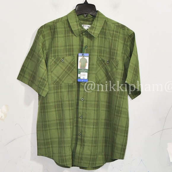 Orvis Men’s  Short Sleeve Woven tech shirt in  green - Picture 2 of 5